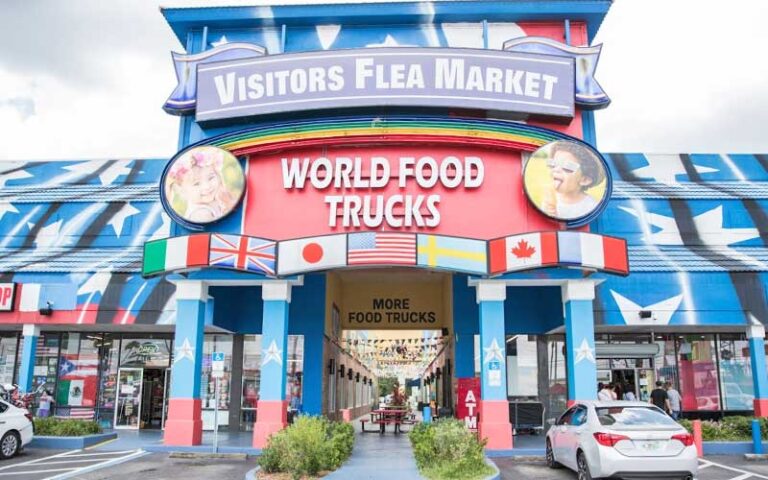 flea market shopping area building entrance at world food trucks kissimmee