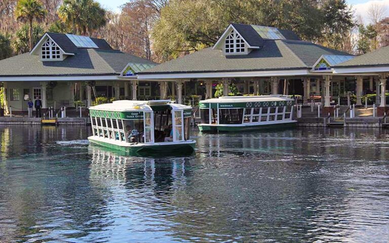 glass bottom tours boats docking at visitor center at silver springs state park ocala