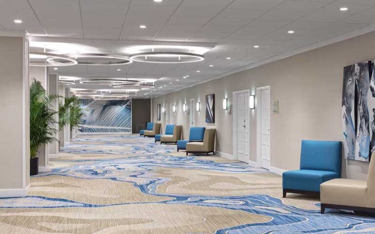 banquet hall foyer with blue accents at hilton clearwater beach resort