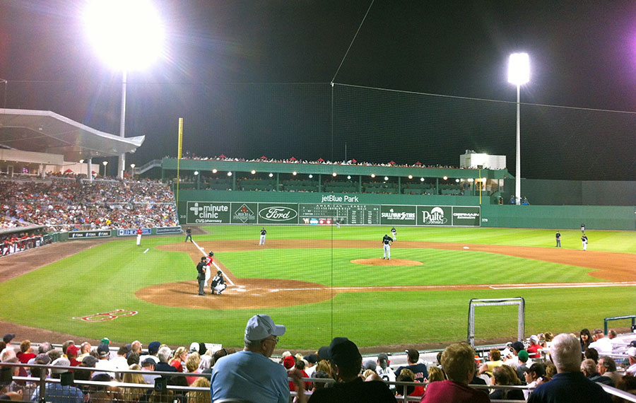 boston red sox spring training game at night at jetblue park fort myers