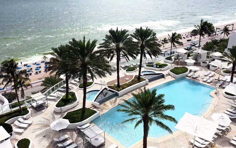 aerial view of pool area and beach at hilton fort lauderdale beach resort