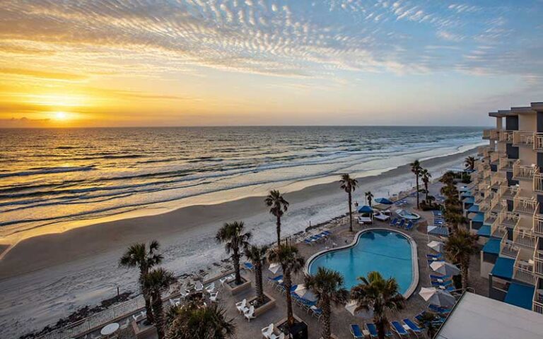 aerial view of sunrise with hotel and pool at the shores resort spa daytona beach