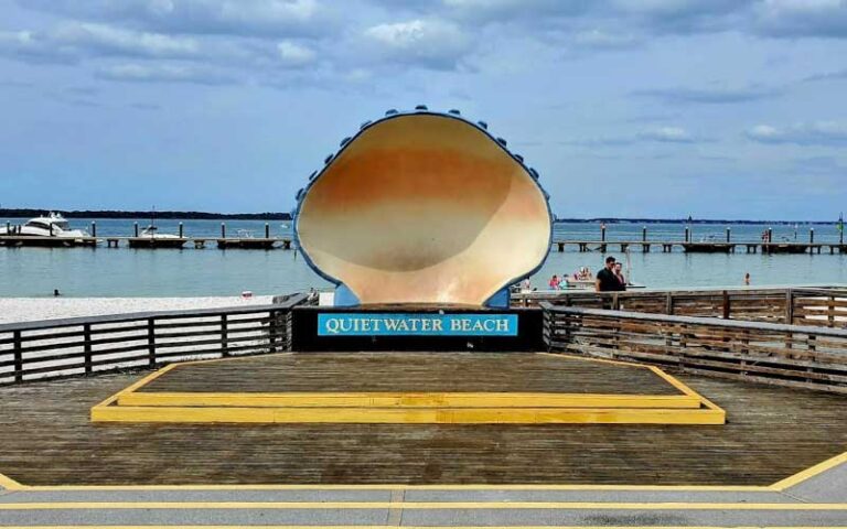 band shell with pier and stage at pensacola beach boardwalk