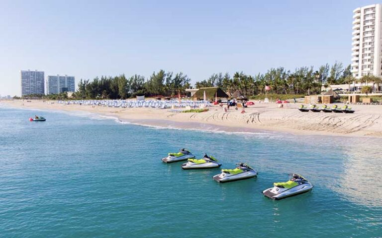 beach with rows of jet skis at marriott harbor beach resort spa fort lauderdale