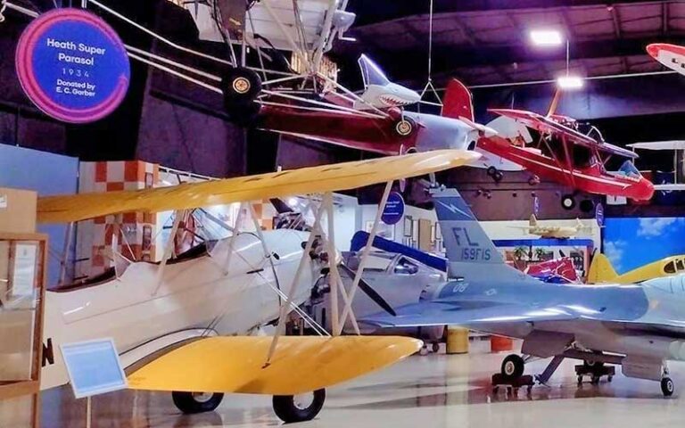 biplanes in exhibit room at florida air museum lakeland