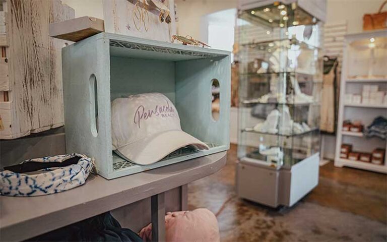 clothing store interior with pensacola hat at pensacola beach boardwalk