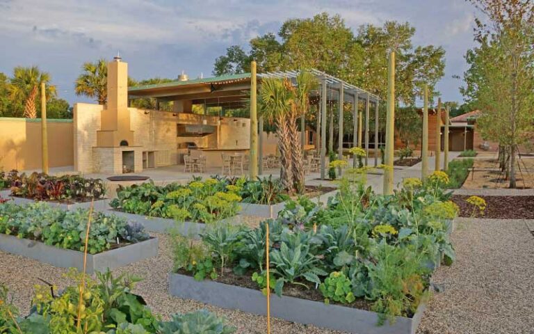 communal garden plots with building at bok tower gardens lake wales