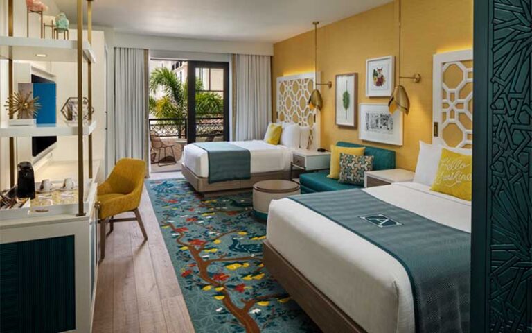 double bed suite with balcony and trendy decor at the alfond inn at rollins winter park orlando