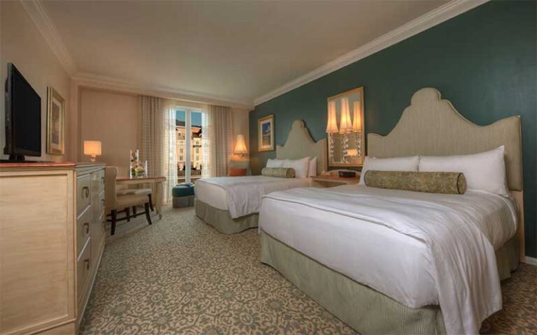 elegant themed double bed suite at loews portofino bay hotel universal orlando