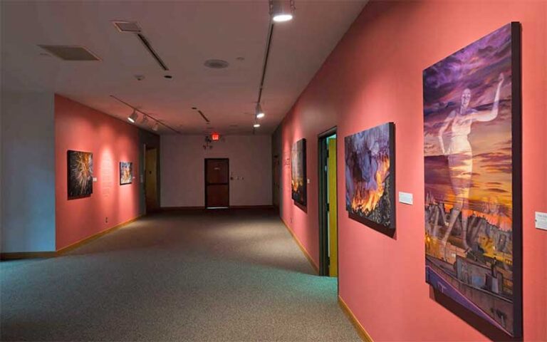 exhibit space with wall art and lighting at polk museum of art lakeland