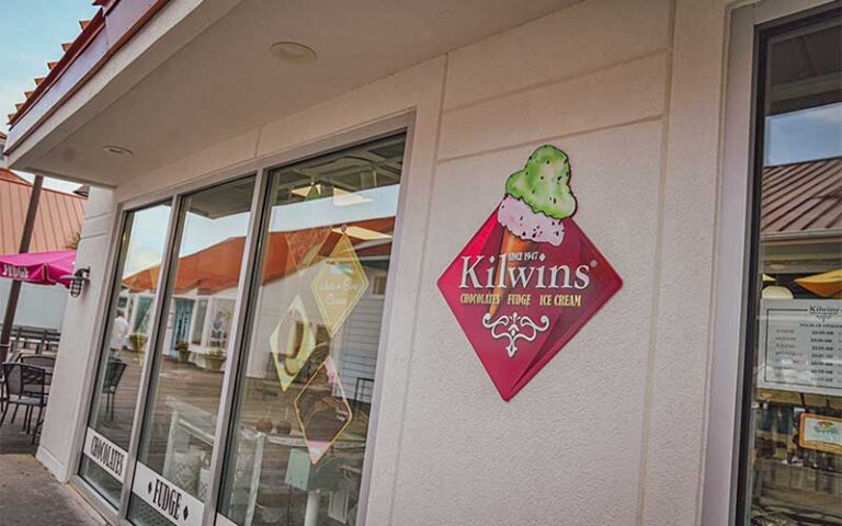 front exterior of store with kilwins sign at pensacola beach boardwalk