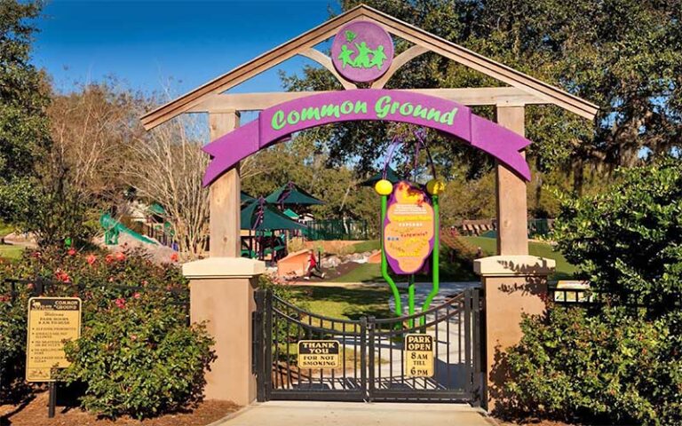 gateway with signs at park at common playground lakeland