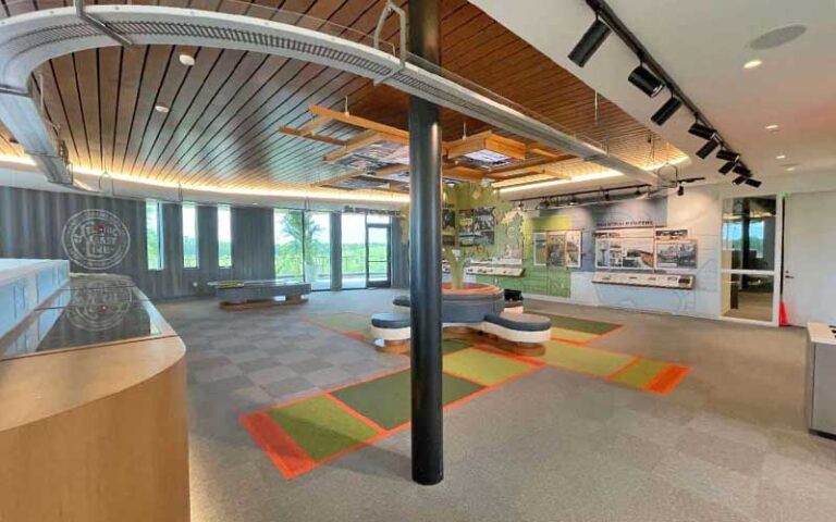 interior of learning center with history exhibits at bonnet springs park lakeland