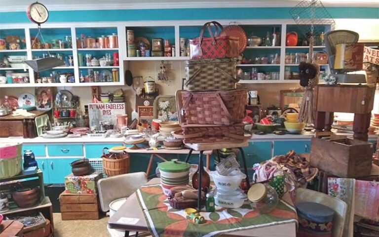 interior of shop with vintage housewares at treasure house antiques collectibles winter haven