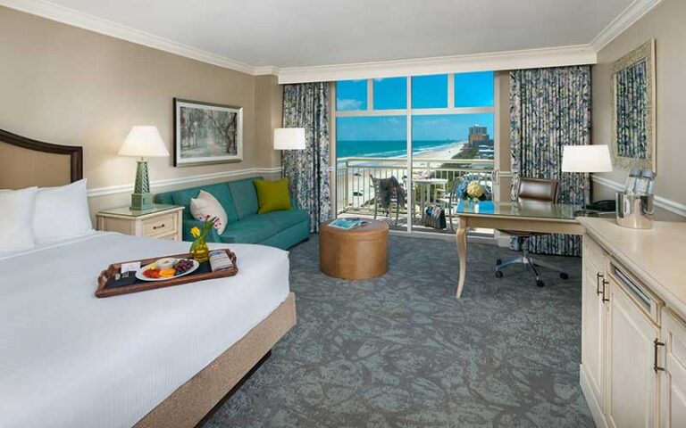 king room suite with balcony and ocean view at the shores resort spa daytona beach