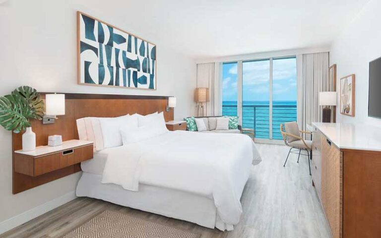 king size bed suite with beach view at the westin fort lauderdale beach resort