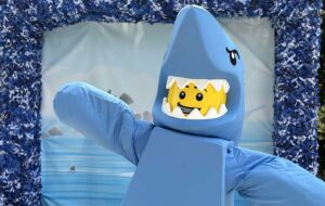 lego figure shark suit guy summer brick party at legoland florida resort