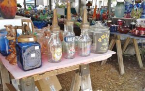 outdoor market tables with glass antiques at daytona flea farmers market daytona beach