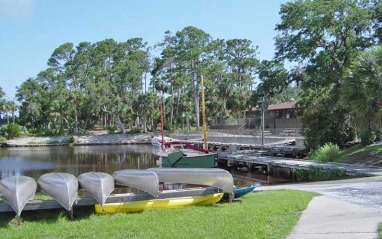 outpost with canoes and sailboats at tomoka state park ormond daytona beach