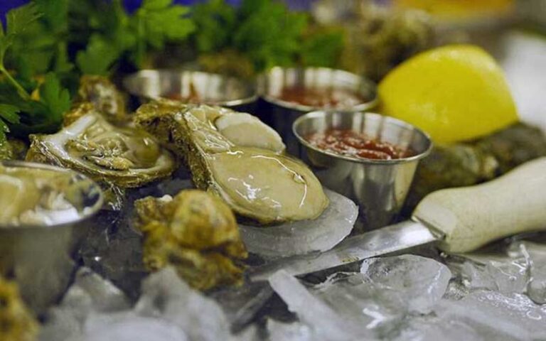 oysters with sauce on ice at joe pattis seafood pensacola