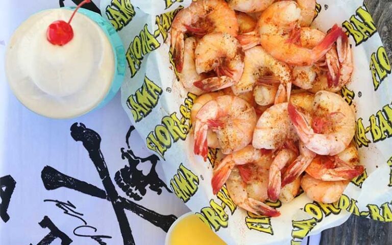 shrimp platter with drink at flora bama pensacola