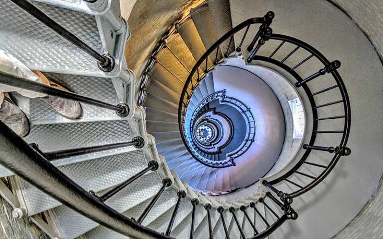 view down stairwell of tower with windows at ponce de leon inlet lighthouse museum daytona beach
