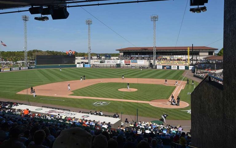 view from bleachers of baseball game at publix field at joker marchant stadium lakeland