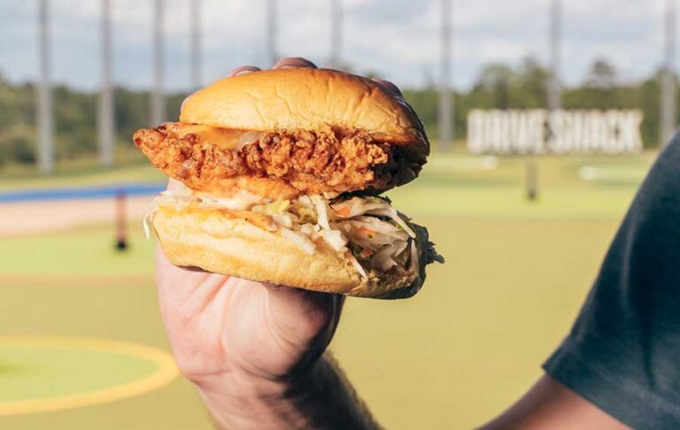 fried chicken and slaw sandwich at drive shack west palm beach