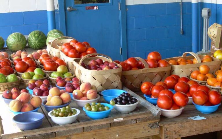 fresh produce on table booth at tallahassee flea market