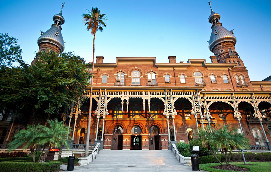 gilded age hotel building front exterior at henry b plant museum tampa