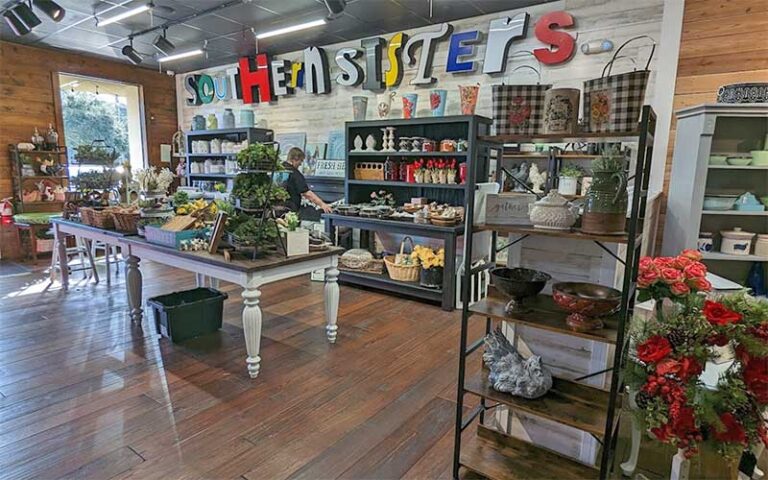 handmade crafts with decor in store sales floor with window at rabbit creek market tallahassee