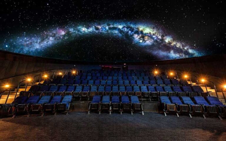 imax dome theater planetarium with galaxy on screen at challenger learning center of tallahassee