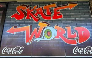 interior wall of center with mural at skate world tallahassee