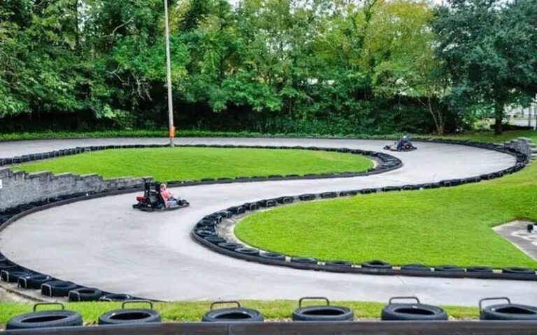 karts racing on outdoor winding track at fun station tallahassee