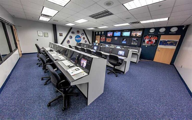 nasa control center room with chairs and panels at challenger learning center of tallahassee