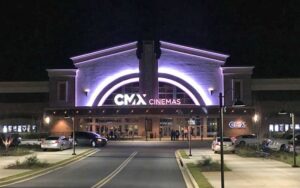 night exterior from parking of theater building at cmx cinemas fallschase tallahassee