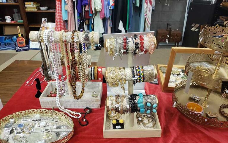 tabletop of costume jewelry and accessories at the other side vintage tallahassee