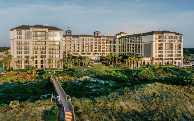 aerial exterior of high rise hotel along beach at the ritz carlton amelia island