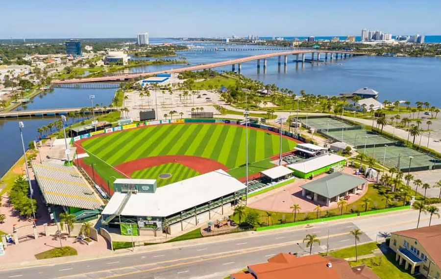 aerial view of baseball field at jackie robinson ballpark daytona beach