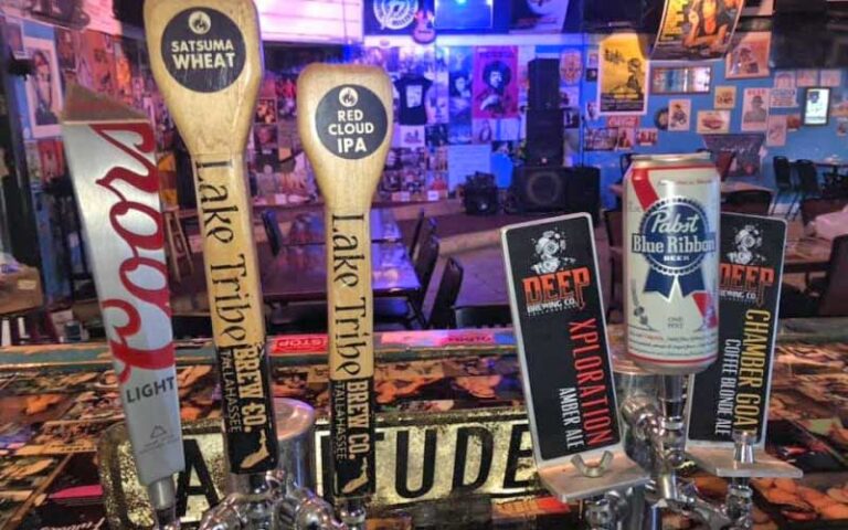 bar area with tap heads at birds aphrodisiac oyster shack tallahassee