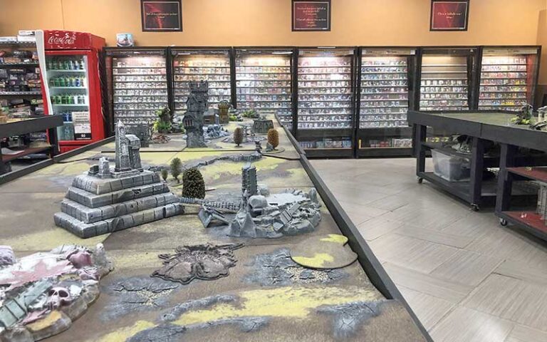 board gaming tables with medieval props at coliseum of comics kissimmee