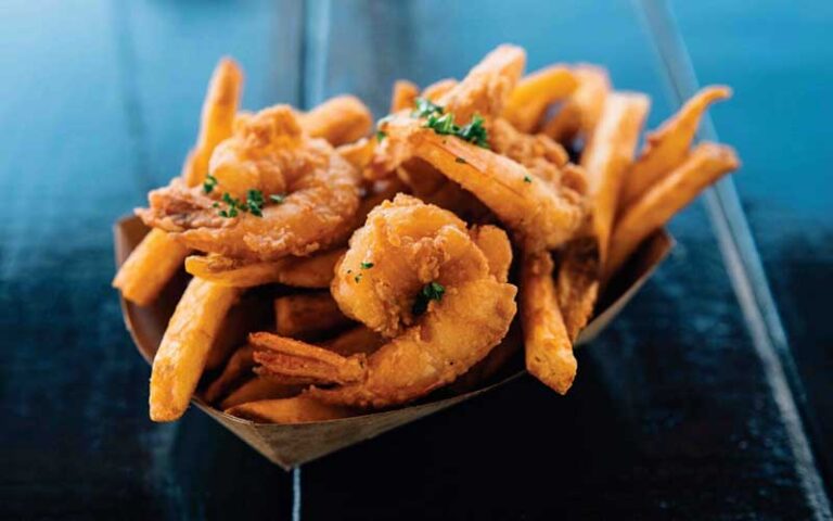 breaded fried shrimp with fries basket at timotis seafood shak fernandina beach amelia island