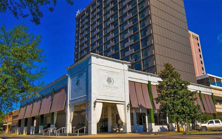 daytime exterior of high rise street view at doubletree by hilton hotel tallahassee