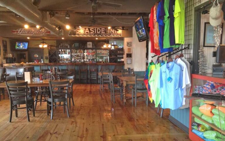 dining area and bar with merchandise counter at sliders seaside grill fernandina beach amelia island