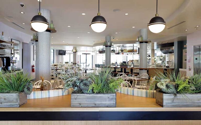 dining area with globe lighting at melia orlando celebration kissimmee