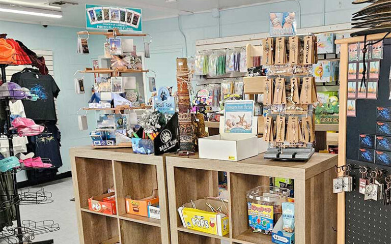 gift shop interior with souvenirs and snacks at wekiwa springs adventures orlando