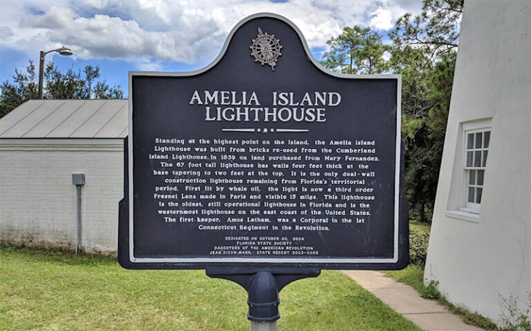 historic marker sign at amelia island lighthouse fernandina beach