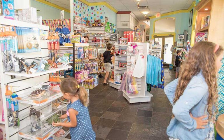 kids shopping in toy store at villa villekulla neighborhood toy store fernandina beach amelia island