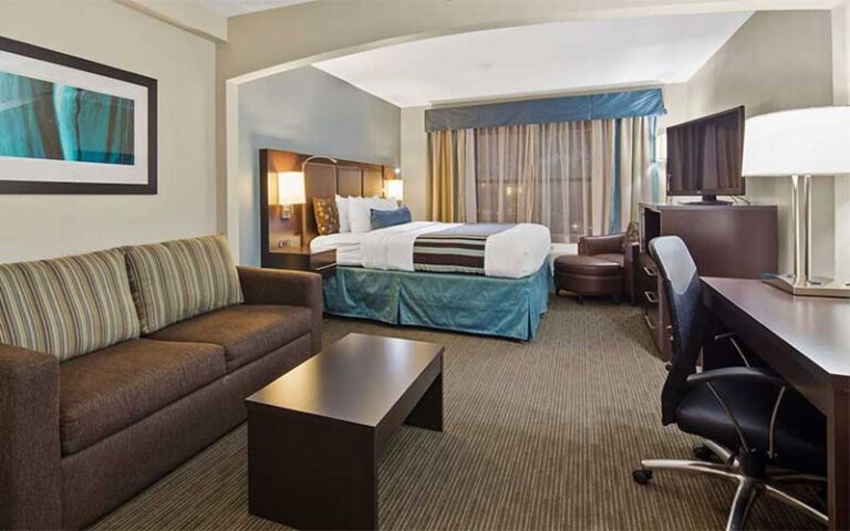 king bed and sofa suite at best western plus tallahassee north hotel