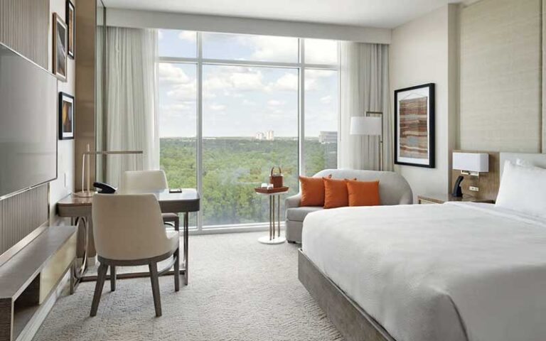 king size bed suite with view at jw marriott orlando bonnet creek resort spa